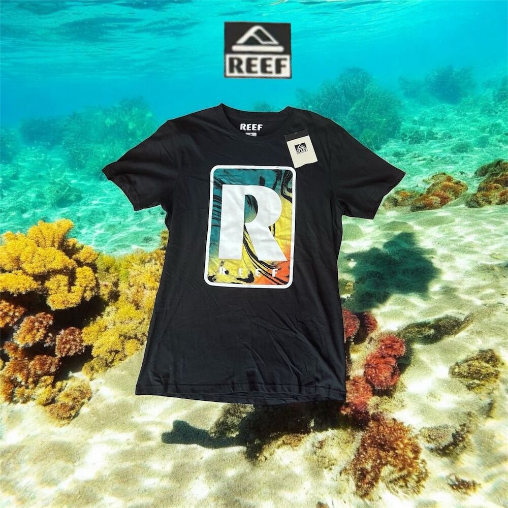 Reef Men's Graphic Tee Black Size M Tidus Design Crew Neck